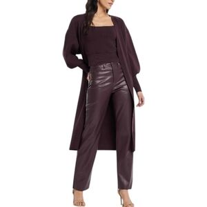 EXPRESS plum purple tie belt duster wrap cardigan‎ sweater L